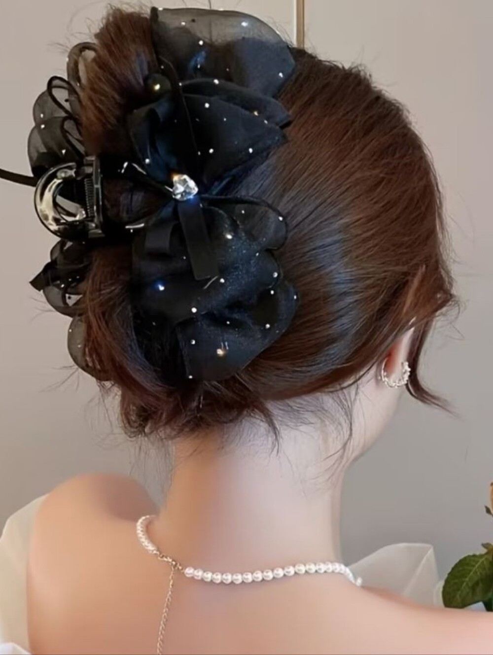 Elegant Black Floral Hair Clips - Set of 2 Plus Pink As Free Gift - Picture 3 of 6